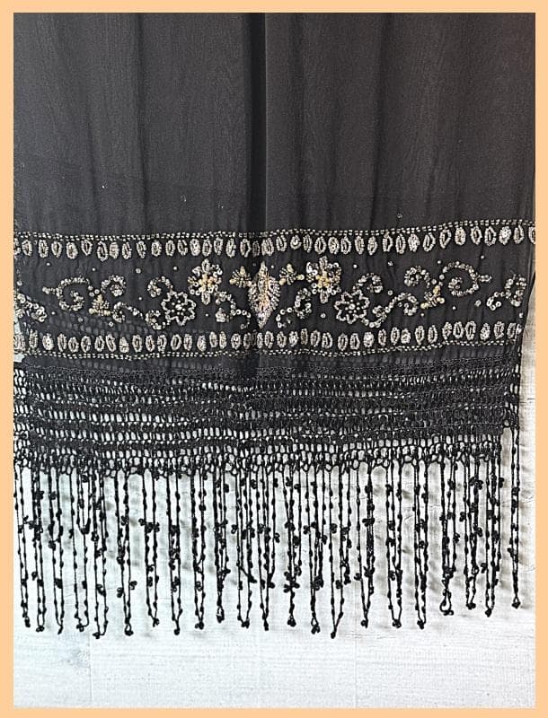 【極美品】SUEWONG/スー・ウォン シルク100%ビジューストール・ショール