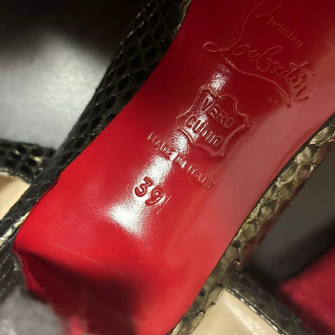 #1016 クリスチャンルブタン パイソン型押し ポインテッドトゥパンプス