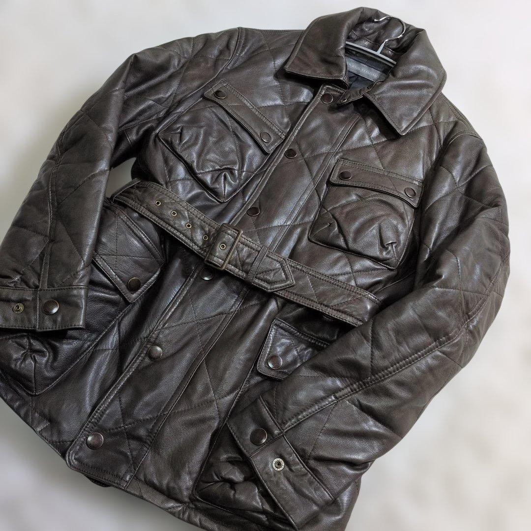 超良品★ジャーナルスタンダード シープスキン 中綿キルティングJK L 緑 羊革