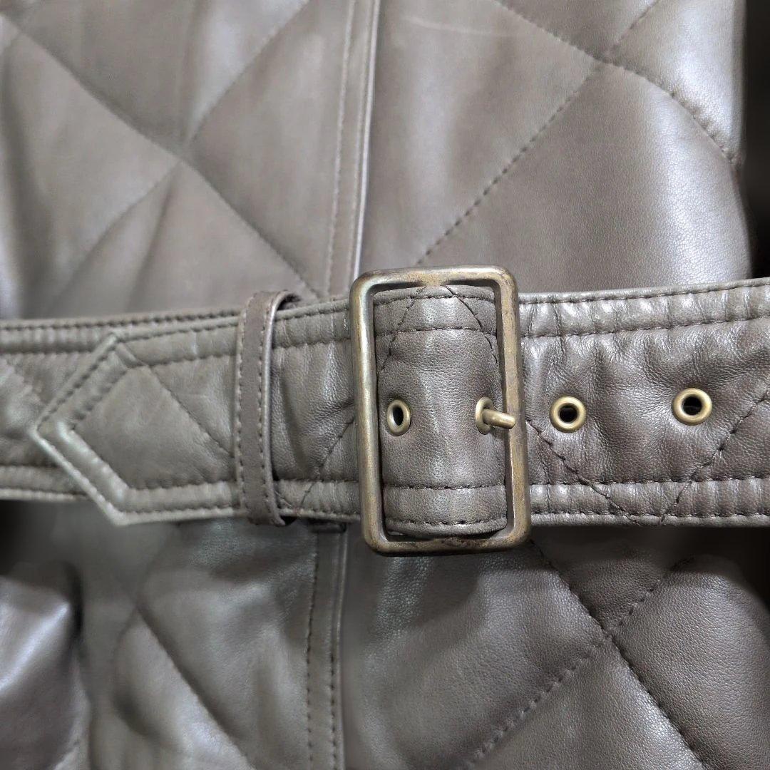 超良品★ジャーナルスタンダード シープスキン 中綿キルティングJK L 緑 羊革