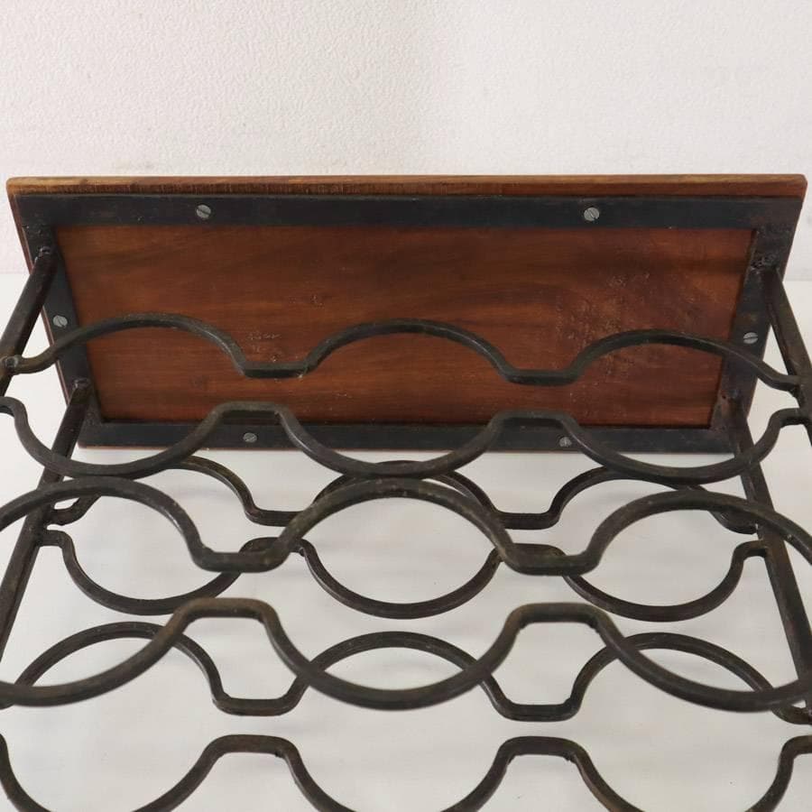 アンティーク 鉄脚 古木 ワインラック サイドテーブル ボトルラック コンソール