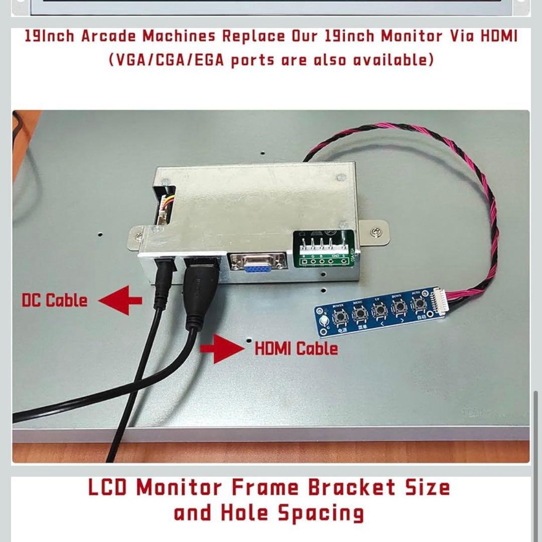 UNICO 26インチアーケード交換用モニター、HDMI/VGA/CGA/EGA