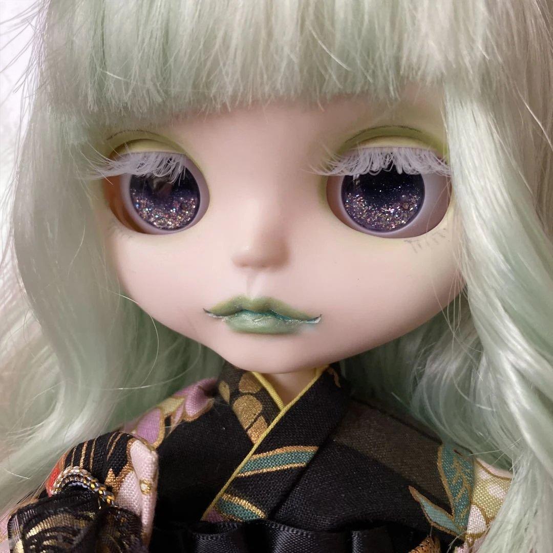 【専用商品です】カスタムドール『立春』グリーン系ヘア&メイク 孤高の振袖✨