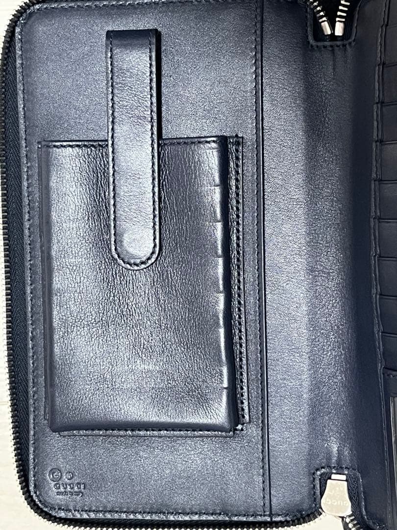 【箱&袋付き】グッチ 長財布　マイクロシマ レザー ダブルジップ オーガナイザー