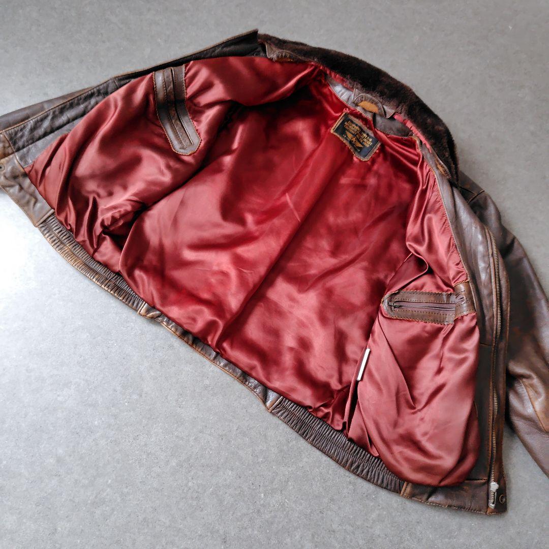 美品★フライト レザー ジャケット G-1 A-2 2-B ブラウン 本革 ボア