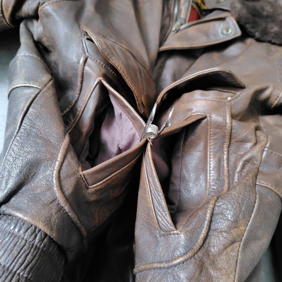 美品★フライト レザー ジャケット G-1 A-2 2-B ブラウン 本革 ボア
