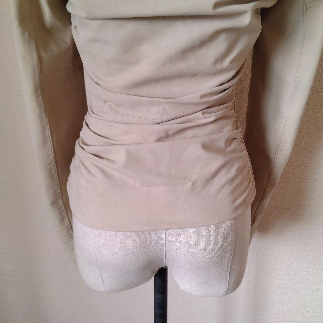 Gucci ベージュ レザー シングルライダースジャケット 40 ヴィンテージ