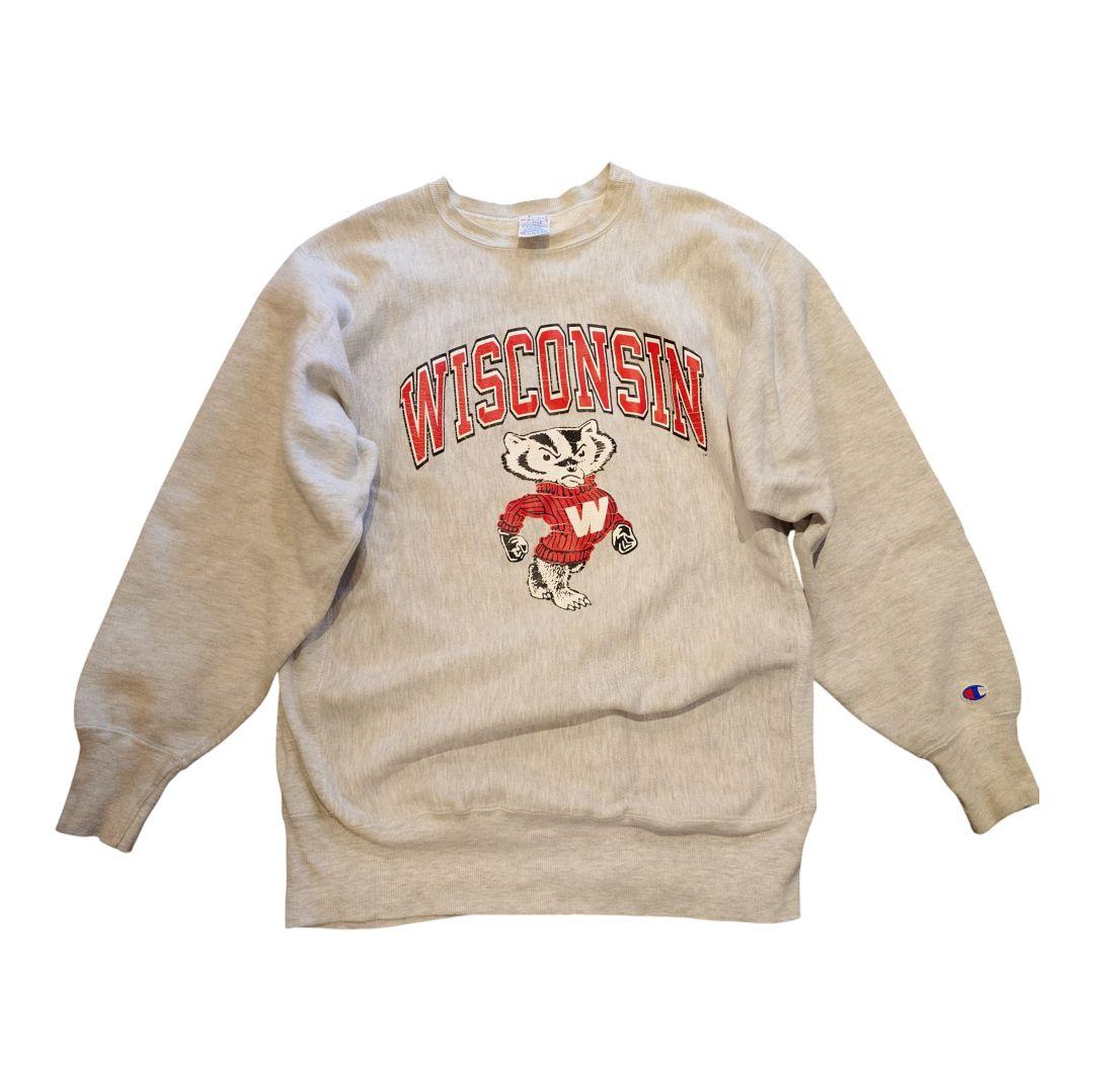 90's Champion リバースウィーブ ウィスコンシン スウェット汚れあり