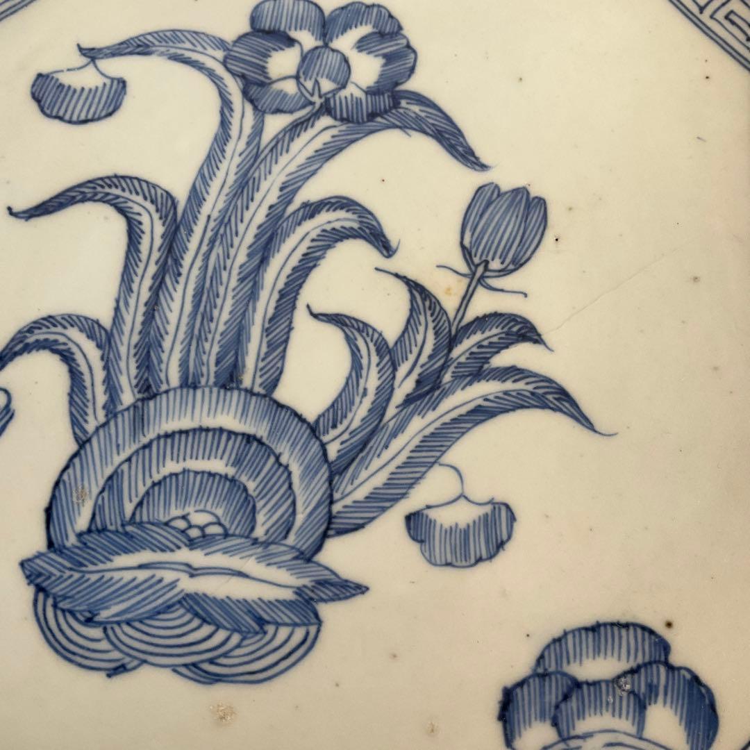 陶磁器　古伊万里　染付草花文八角皿　江戸時代中期〜後期頃　名品