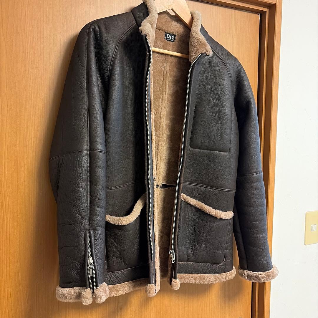 D&Gレザームートンジャケット M ダークブラウン