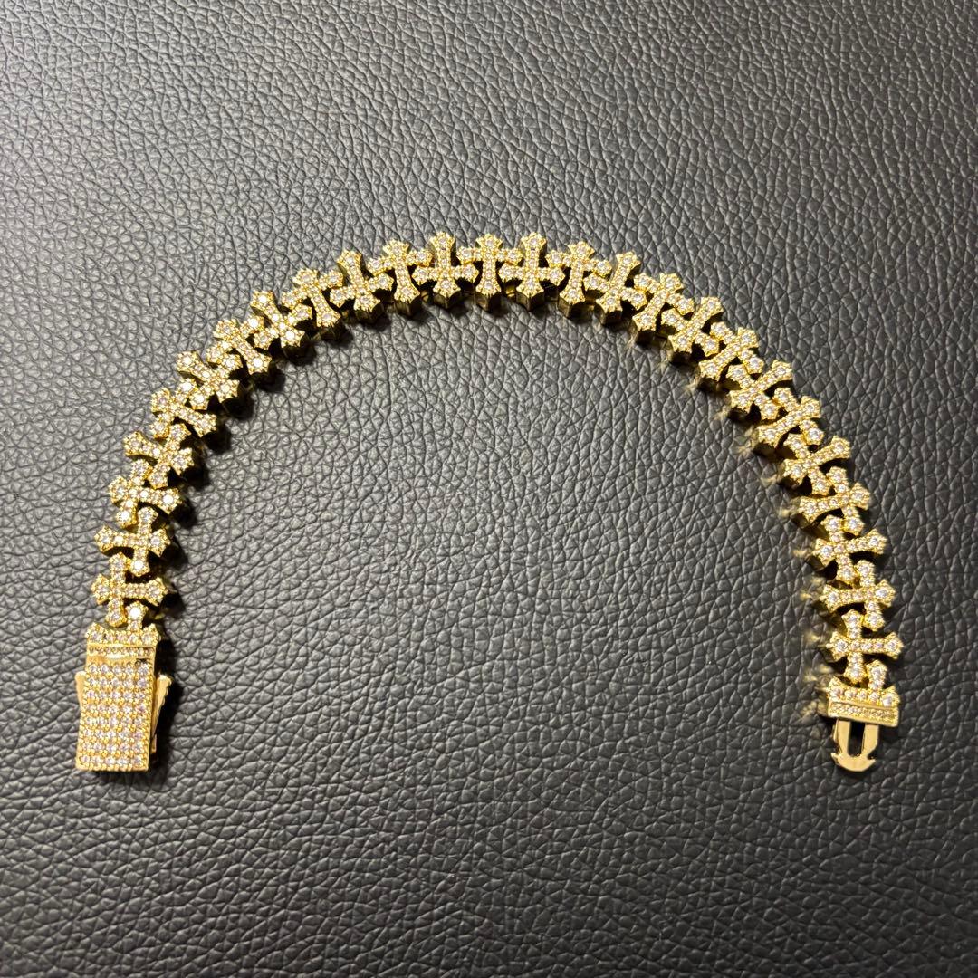 18k gp czダイヤ クロス ブレスレット ゴールド アバランチ