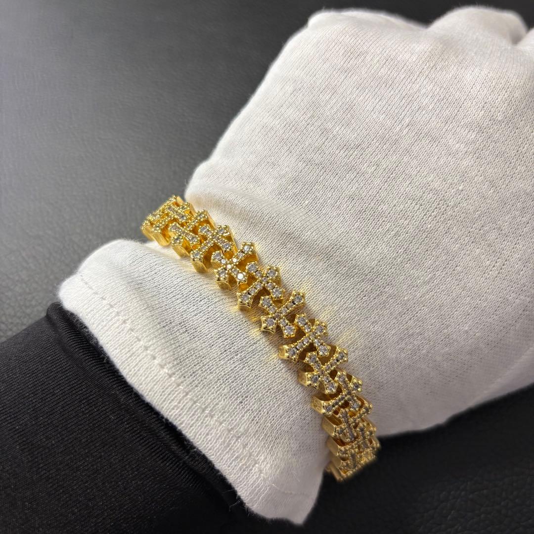 18k gp czダイヤ クロス ブレスレット ゴールド アバランチ