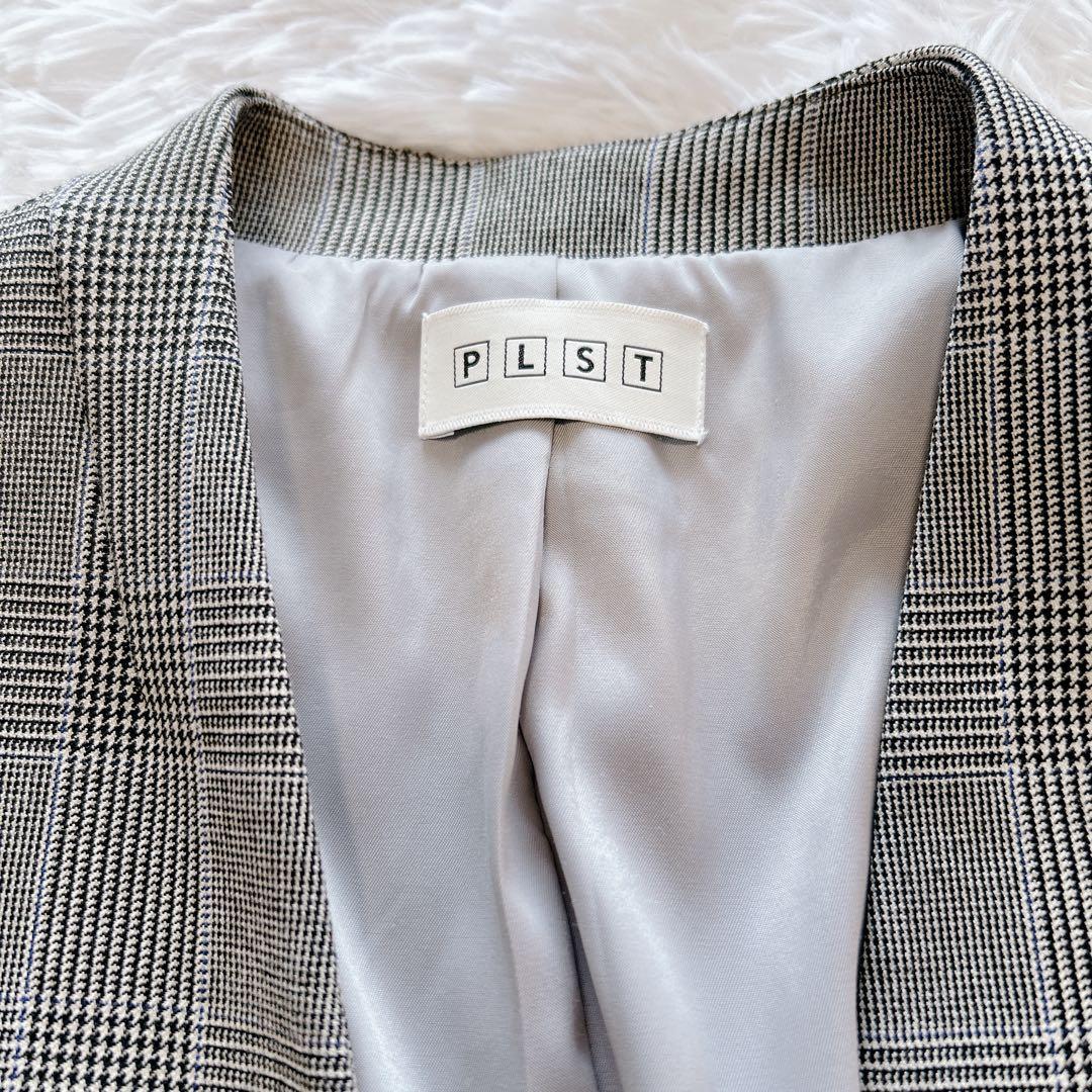 PLST ウォームリザーブカラーレスジャケット&パンツ スーツ グレンチェック