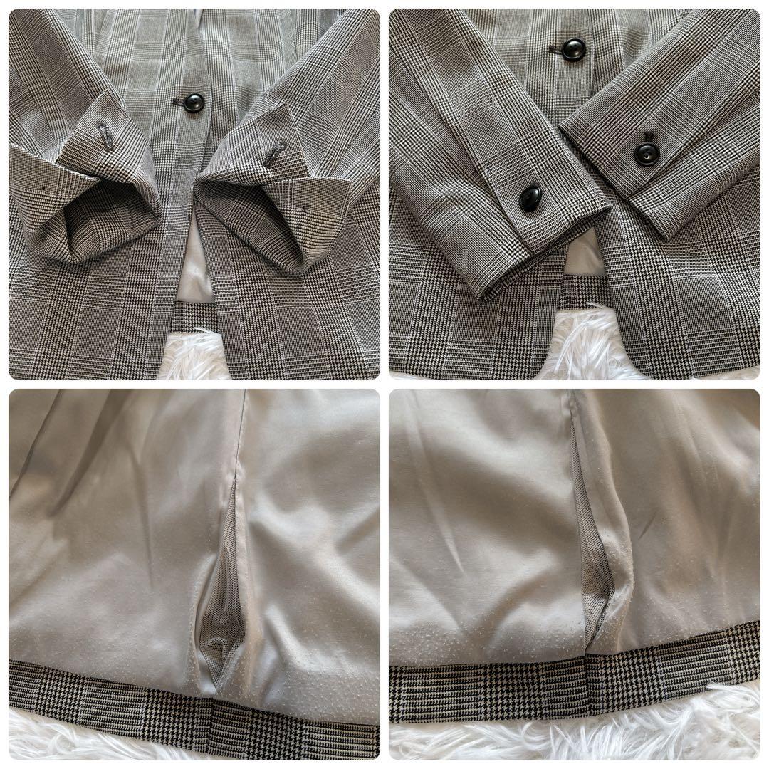 PLST ウォームリザーブカラーレスジャケット&パンツ スーツ グレンチェック