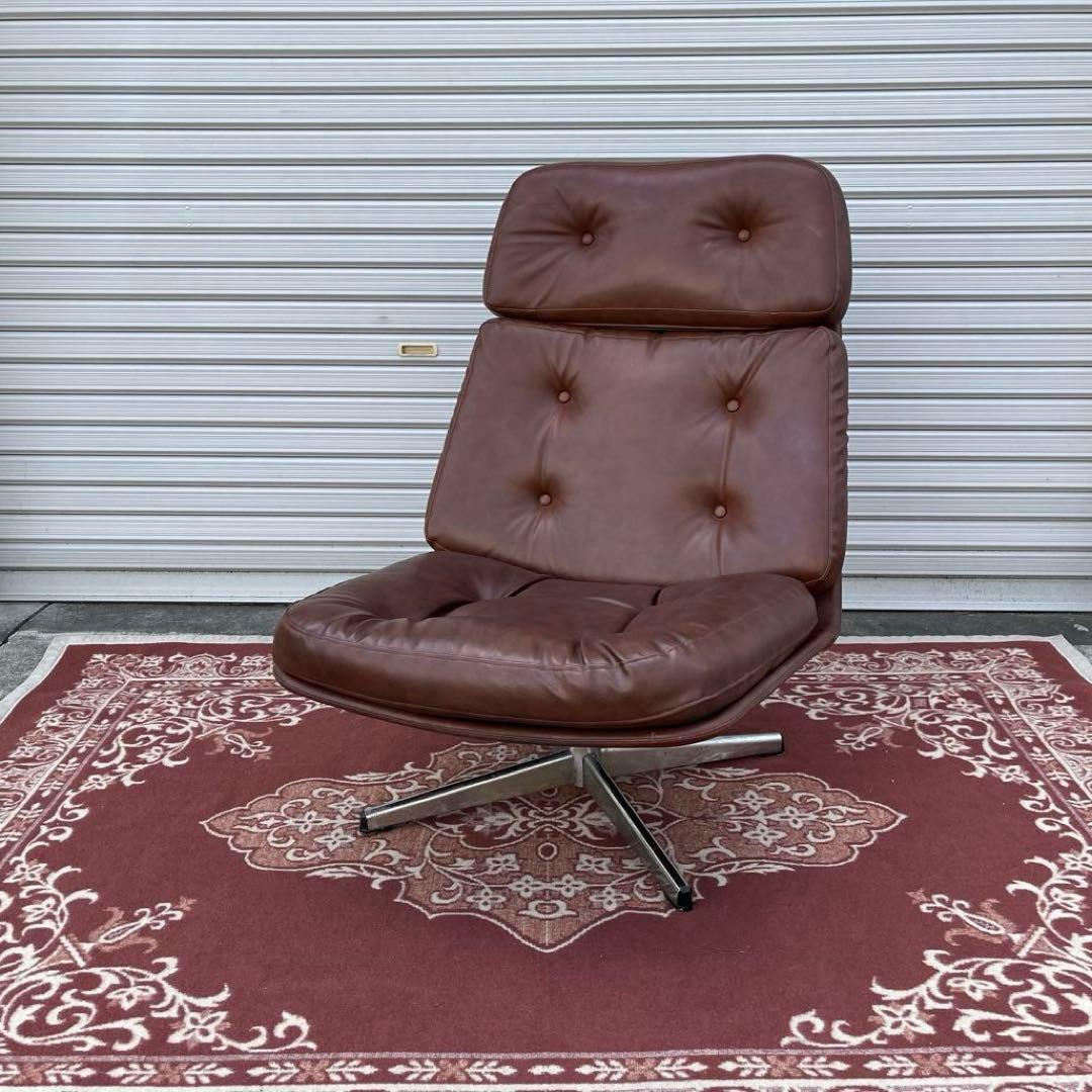 ミッドセンチュリー当時物◾️チトセ ラウンジソファー ラウンジチェア 茶ブラウン