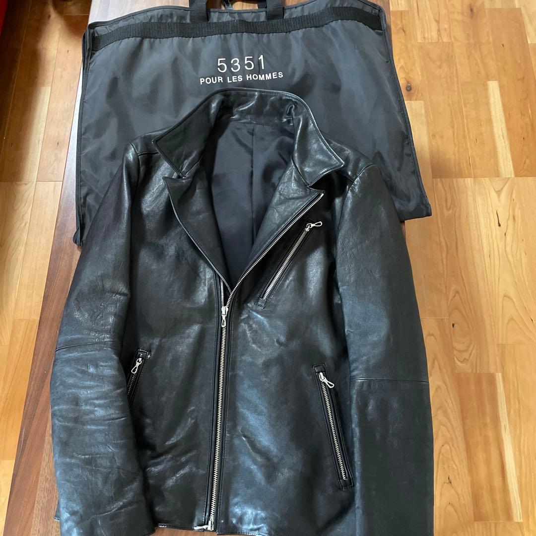 5351 POUR LES HOMMES ラムレザーセミシングルライダース