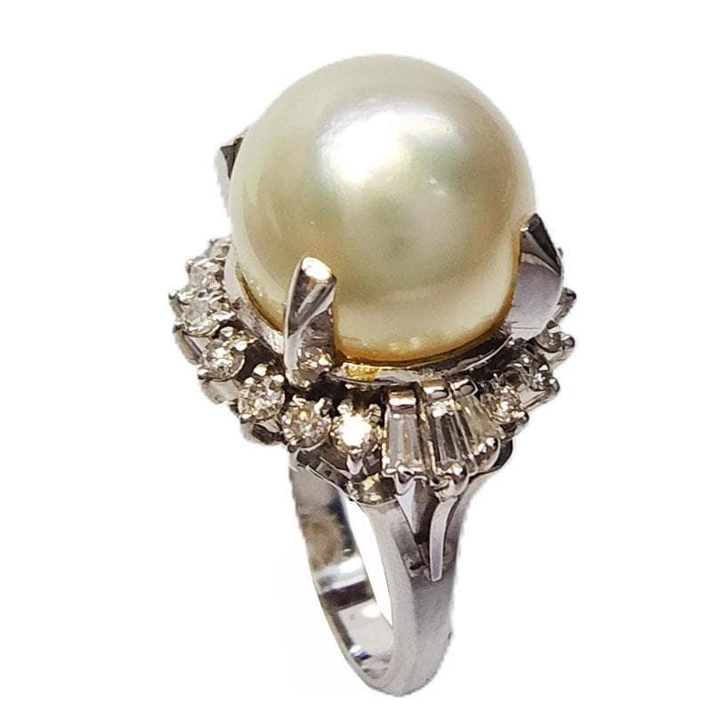 真珠　ダイヤモンド　プラチナ　リング