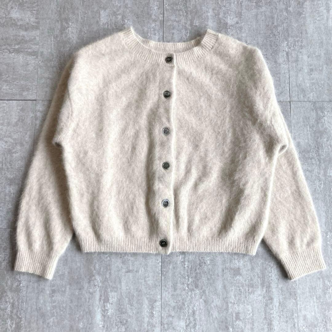 オメカシ　ファーカシミヤ　カーディガン 2WAY アイボリー　Fサイズ