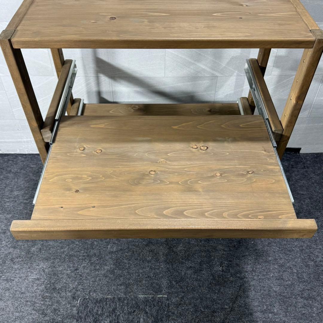 ディノス ラック キッチンラック 3段 スライド式 天然木 ブラウン d4475