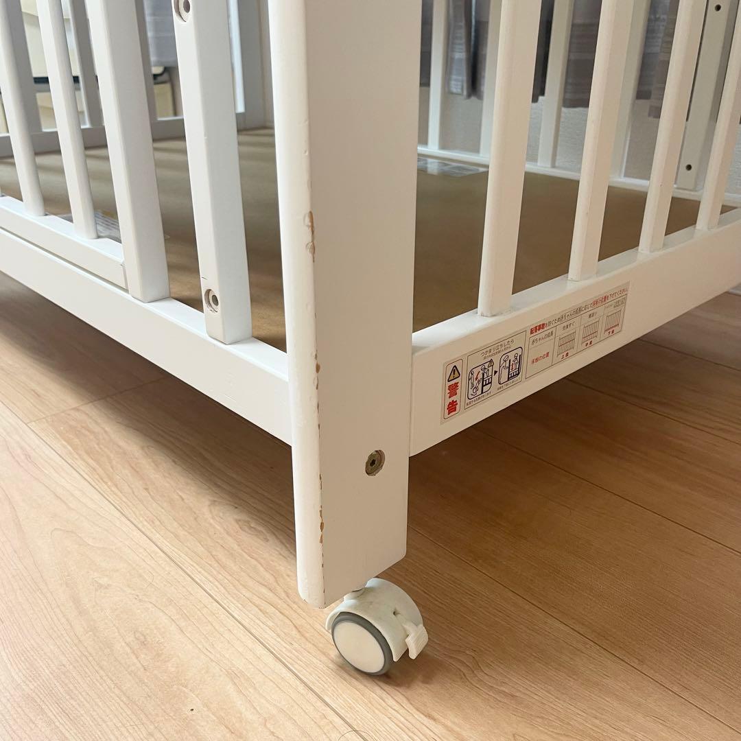 【直接引き取り限定★滋賀県】KATOJI カトージ　ベビーベッド　ミニ　ホワイト