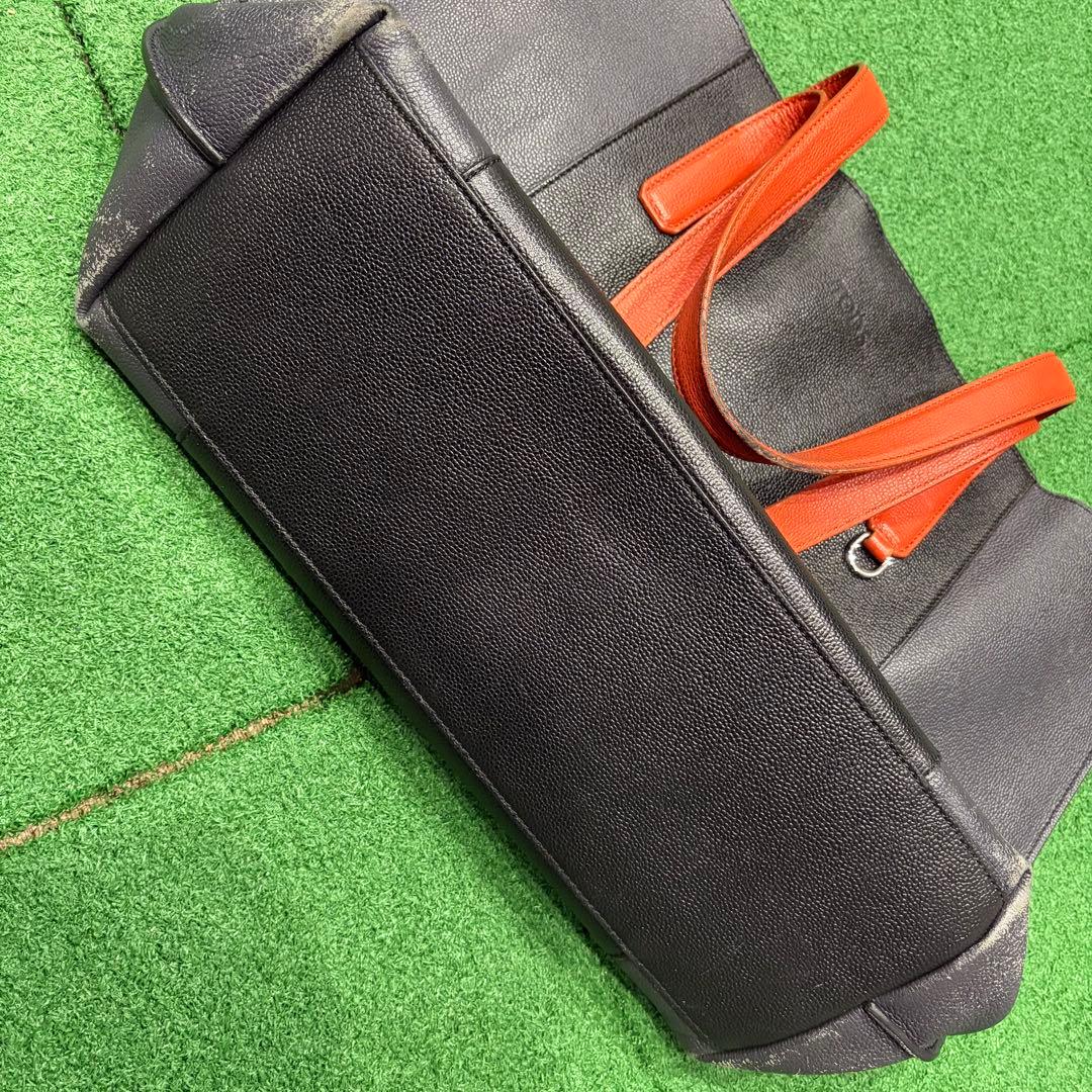 TODS 希少！メンズ　レザートートバッグ　ブラック　オレンジ　中古品