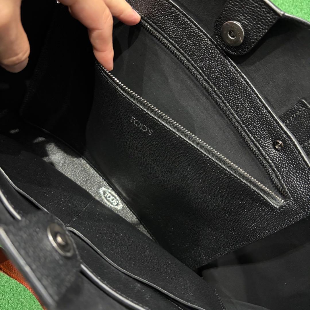 TODS 希少！メンズ　レザートートバッグ　ブラック　オレンジ　中古品