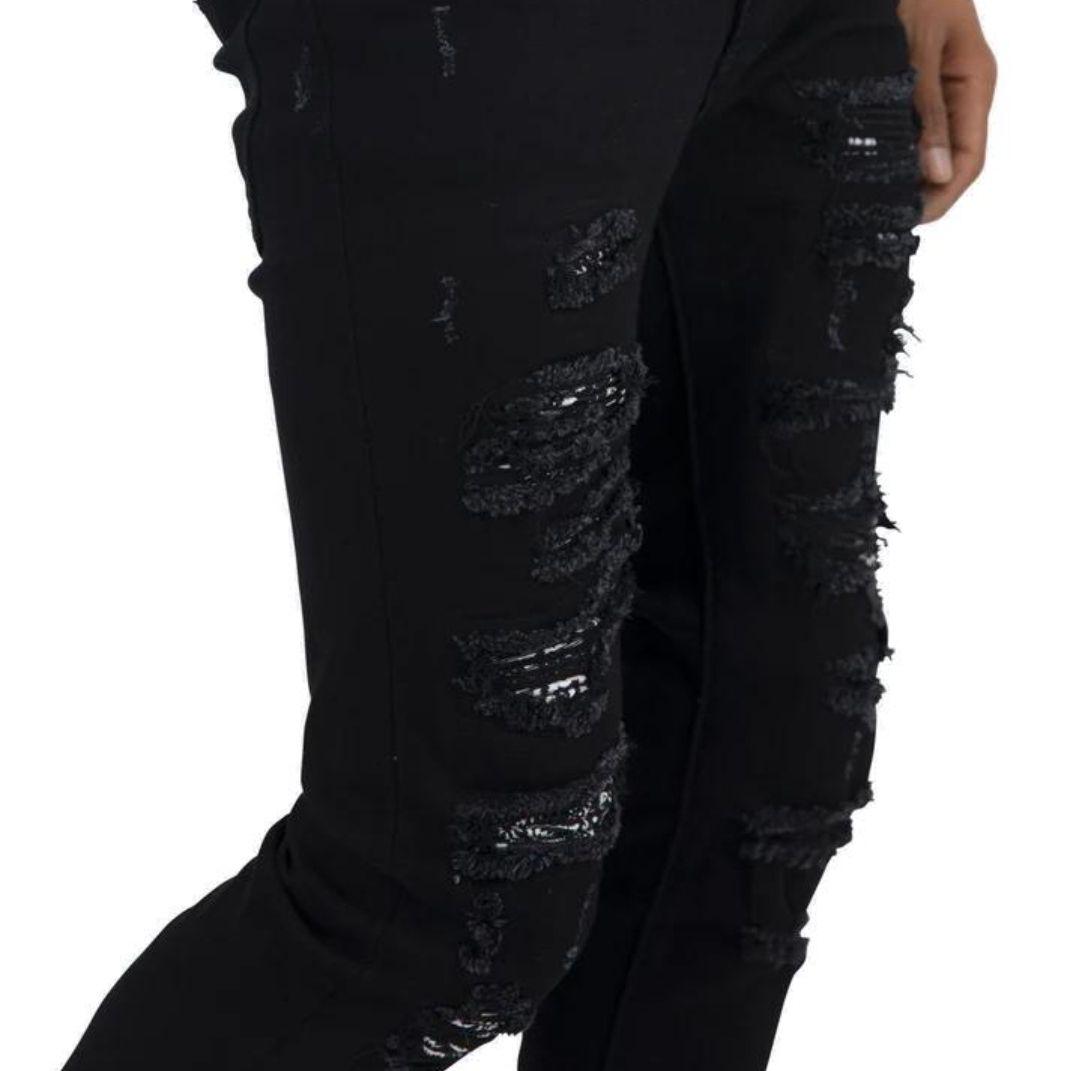 パンツ mnml X165 Paisley Stretch Denim Black