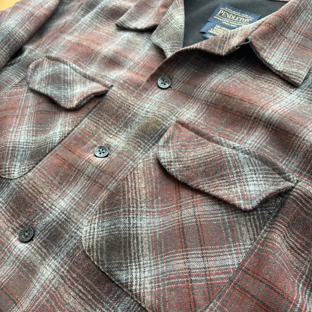 【美品】ペンドルトン ボードシャツ ブラウン系 オンブレ M メキシコ製