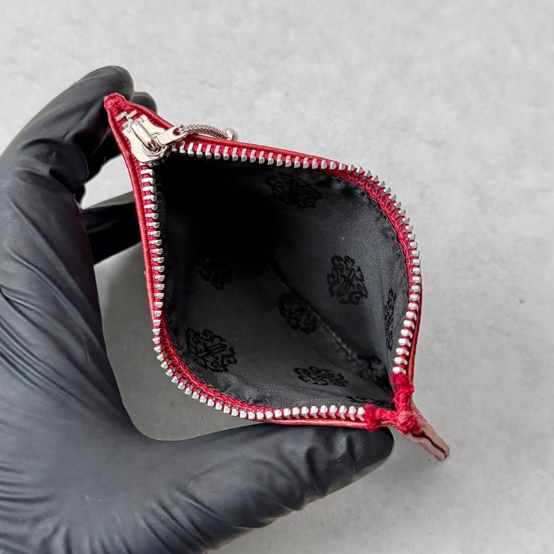 クロムハーツ パース レッド カード入れ ケース レザー 小銭入れ