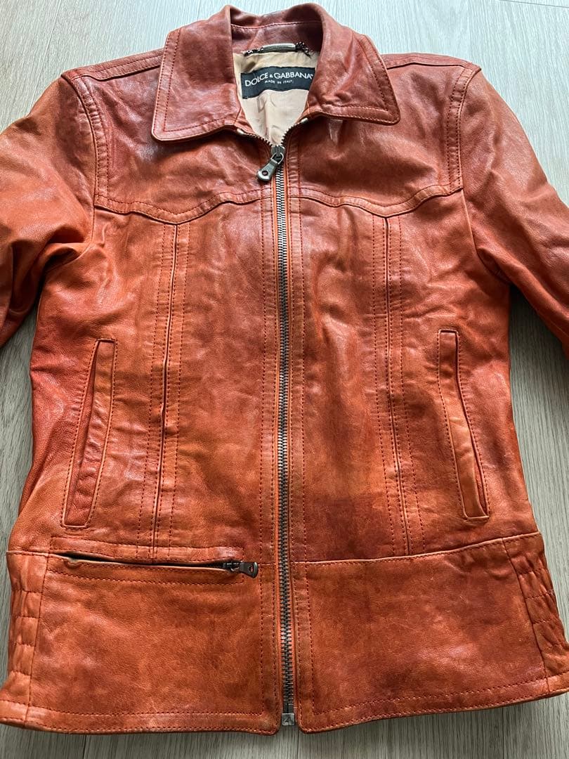 DOLCE & GABBANA ラムスキンレザージャケット　44