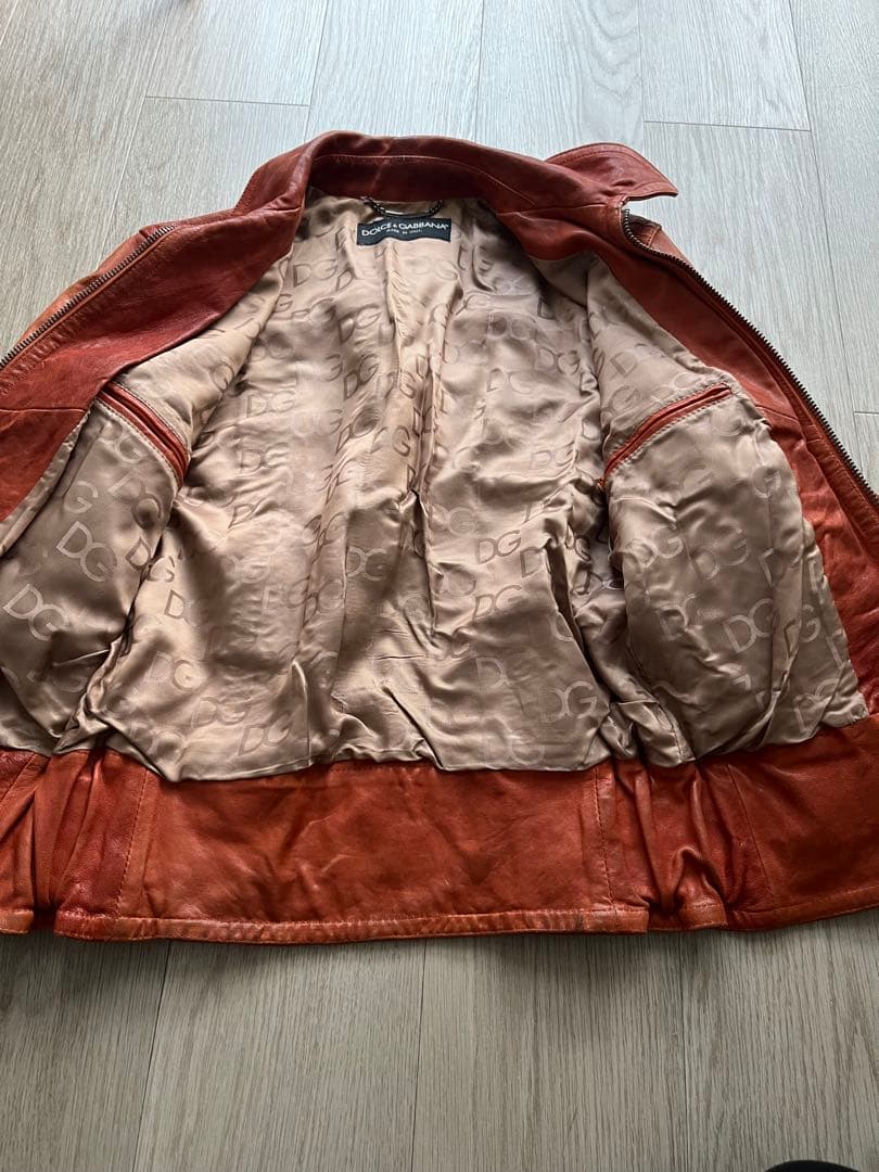 DOLCE & GABBANA ラムスキンレザージャケット　44