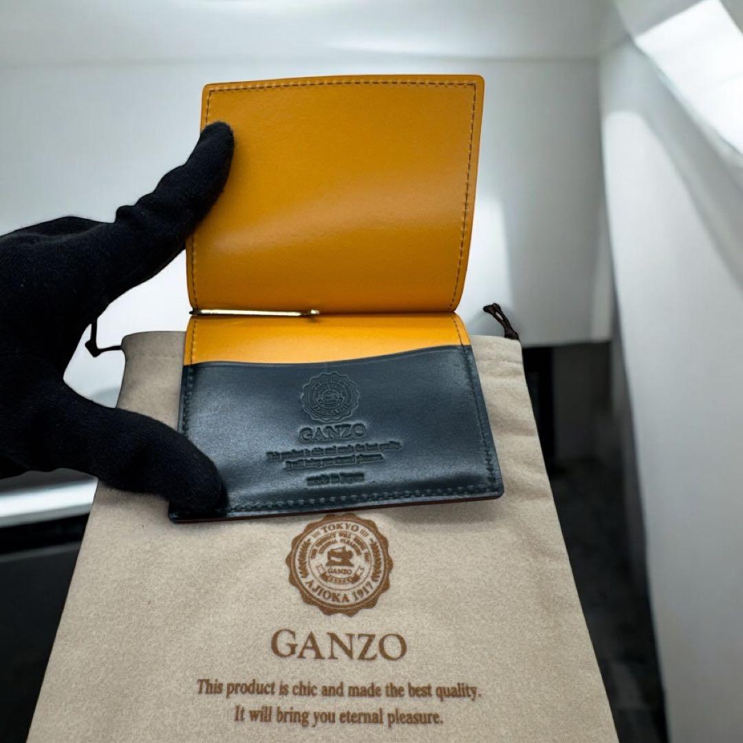 美品 ガンゾ マネークリップ ホーウィン社 シェルコードバン ブラック 刻印