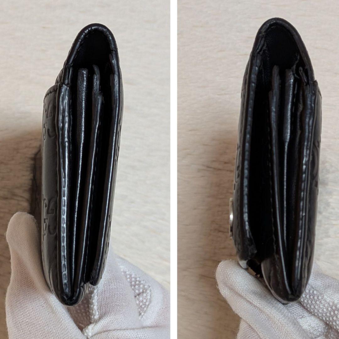 グッチ✨️長財布 GGシマ ドリアン シマレザー フラップ 黒 本革 牛革