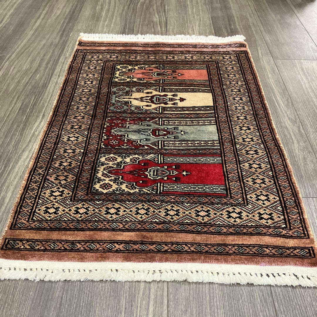 92x61cmヴィンテージ トライバルラグ手織り絨毯カシミリヤンアンテイーク絨毯