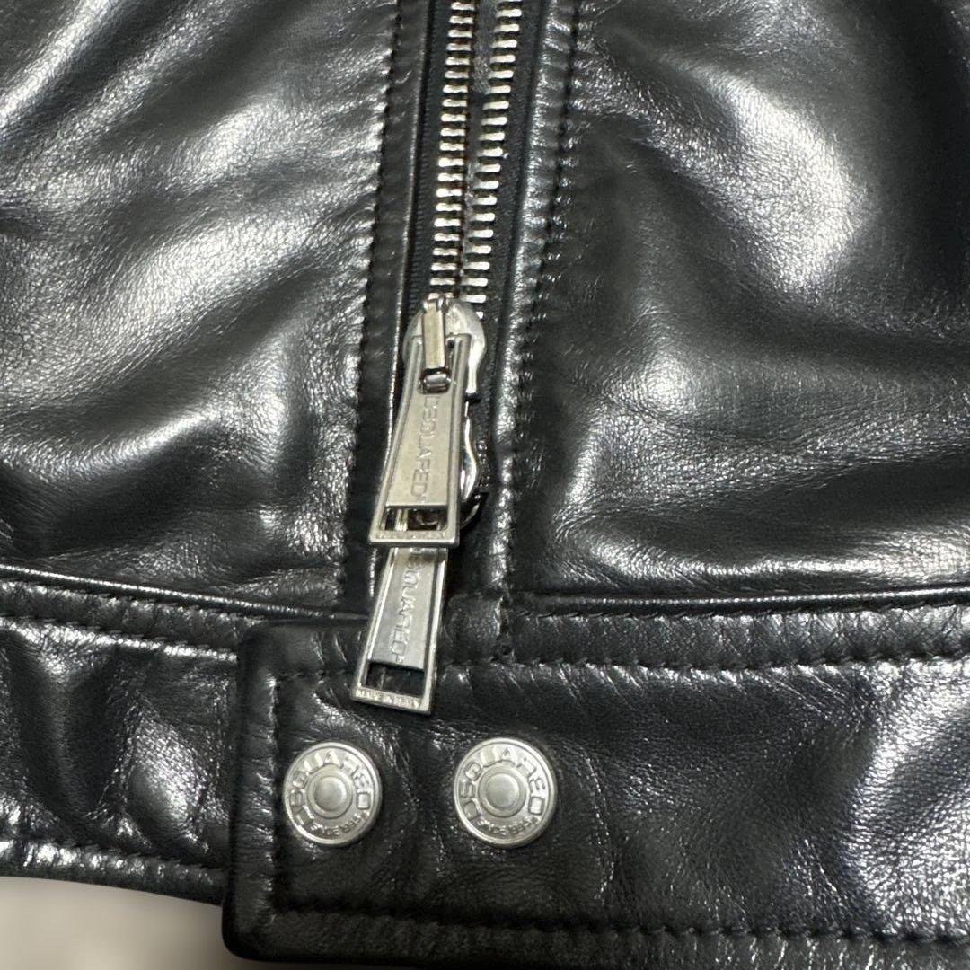 chocoleeelディースクエアード黒のレザーシングルライダースJK