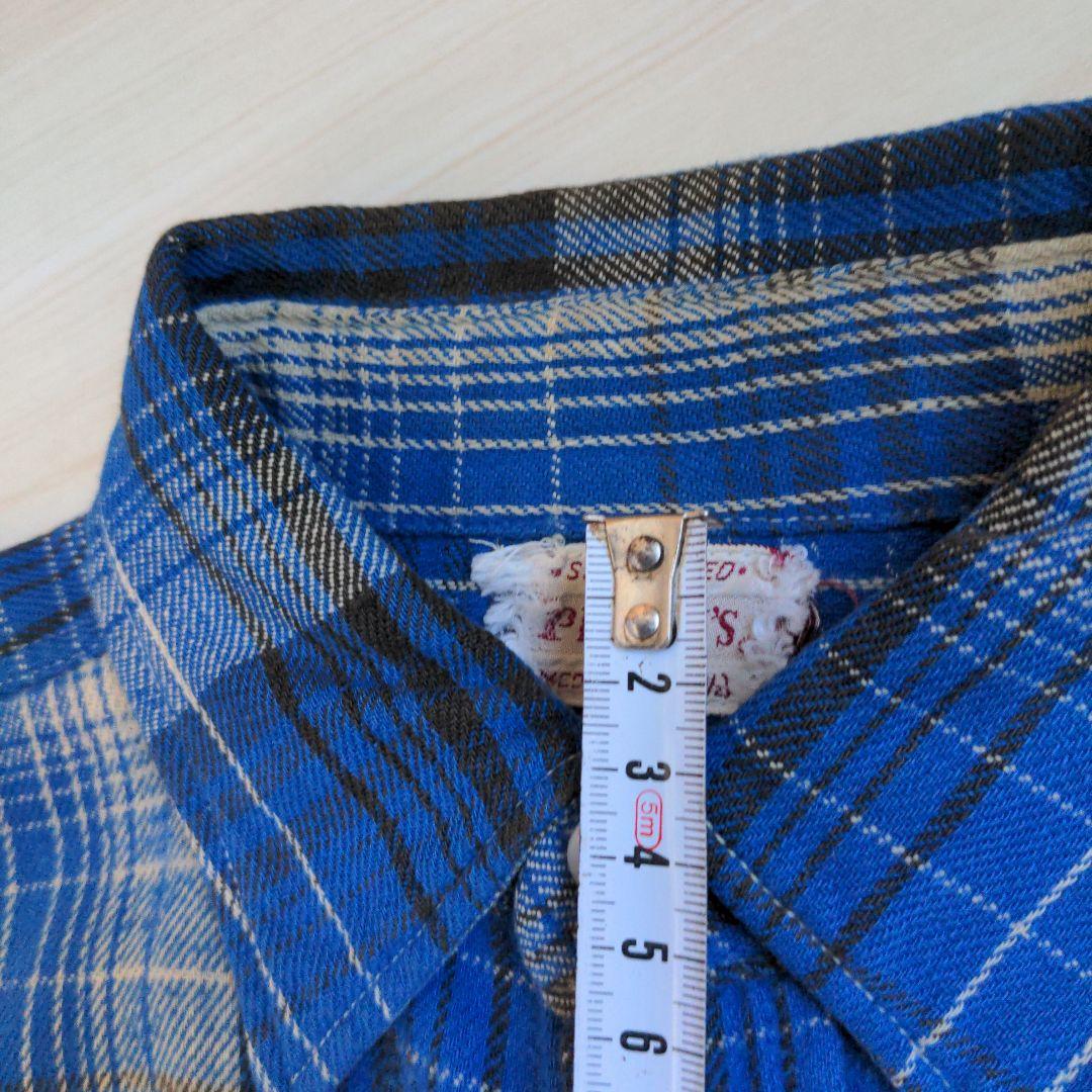 60s ヘヴィーネルシャツ マチ付き オンブレ マチネル シャドー ブルー