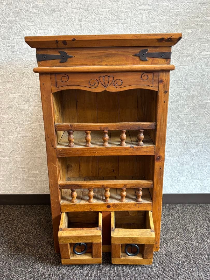 引き出し付き　ミニラック　カントリー調　飾り棚