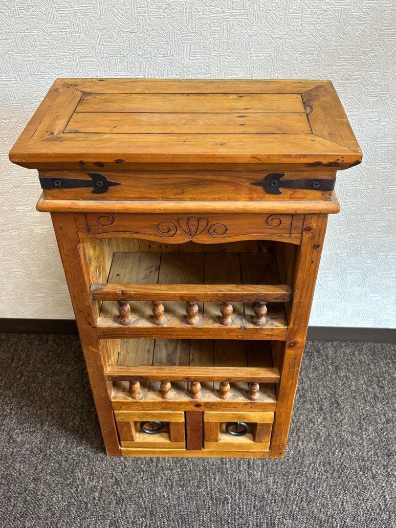 引き出し付き　ミニラック　カントリー調　飾り棚