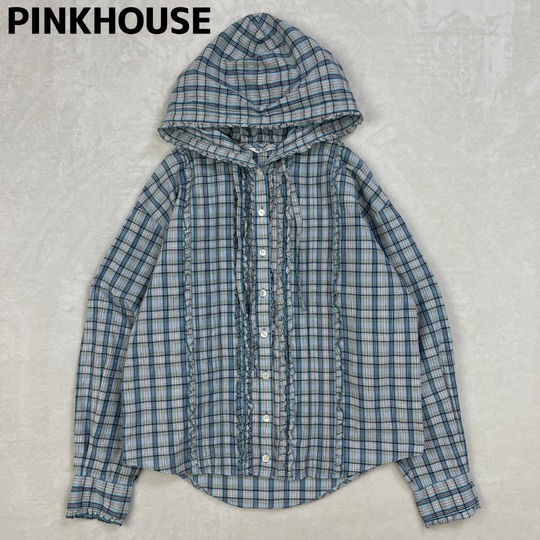 PINK HOUSE　フード付きチェックシャツ　長袖　金子功　ブラウス