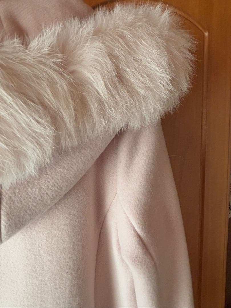 LEST ROSE ファー付き淡いピンクダッフルコート