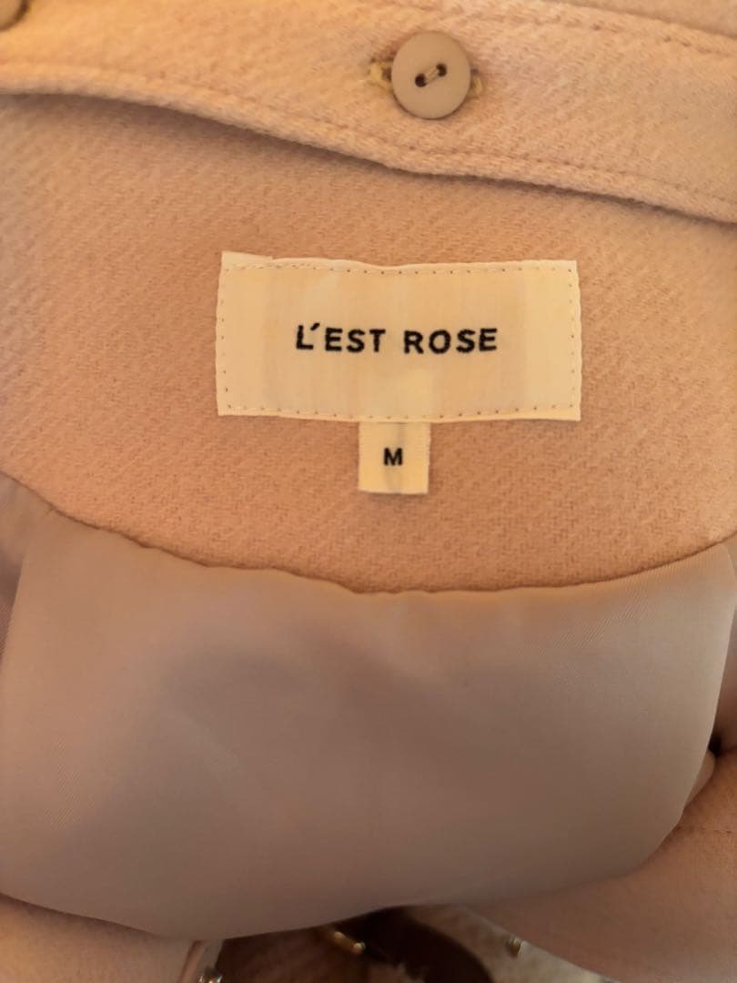 LEST ROSE ファー付き淡いピンクダッフルコート