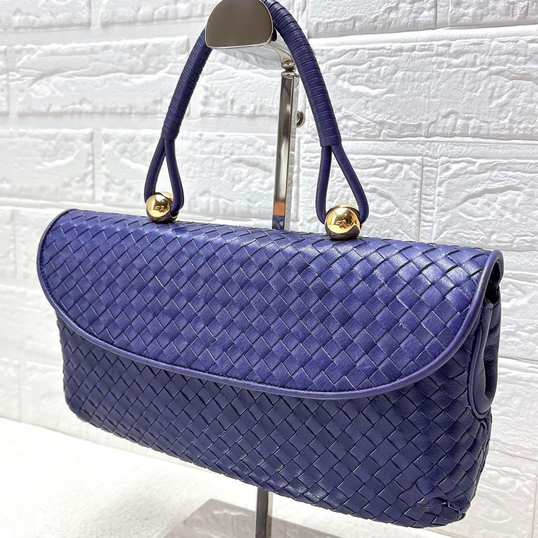 【希少✨】 ハマノ ロイヤルモデル イントレチャート ハンドバッグ レザー 青