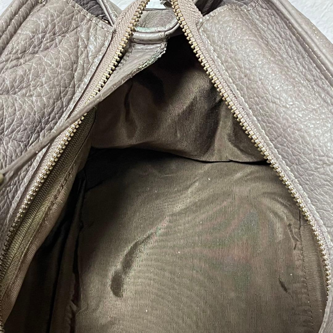 人気✨バーバリー ブルーレーベル ハンドバッグ シボ革 レザートート グレー