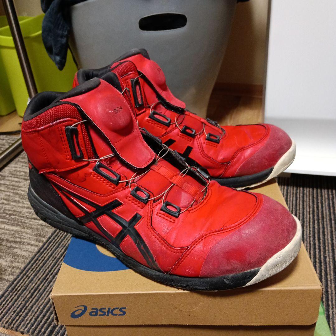 ASICS BOAシステム ハイカット安全靴 レッド