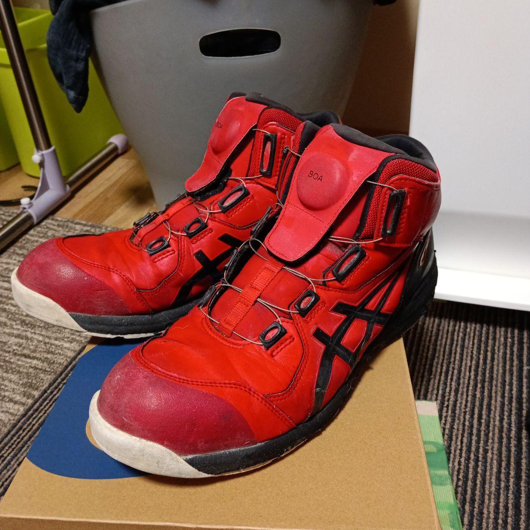 ASICS BOAシステム ハイカット安全靴 レッド