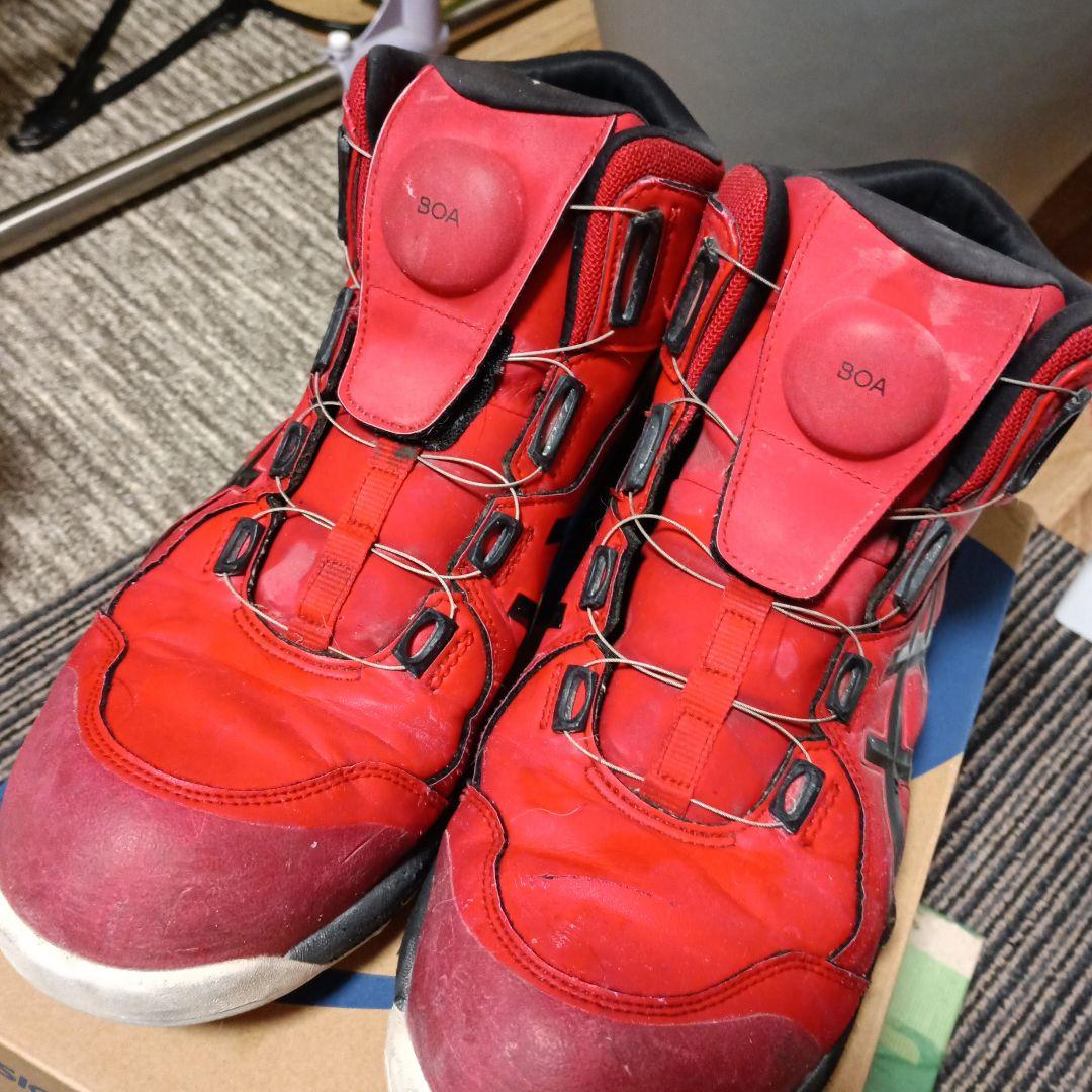 ASICS BOAシステム ハイカット安全靴 レッド