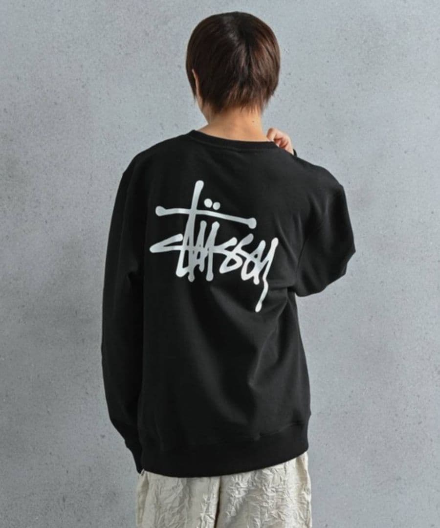 STUSSY トレーナー ベーシック BASIC CREW スウェット 黒///