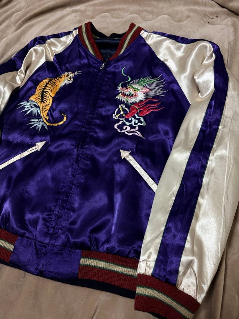 美品 テーラー東洋 ２面用 虎鷲　日本限定 スカジャン vintage サテン