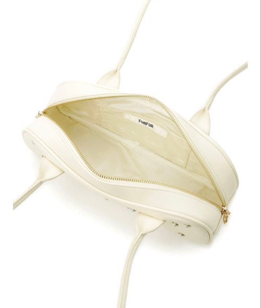 【新品未使用】furfur パールドットワイドボストンバッグ ファーファー 鞄