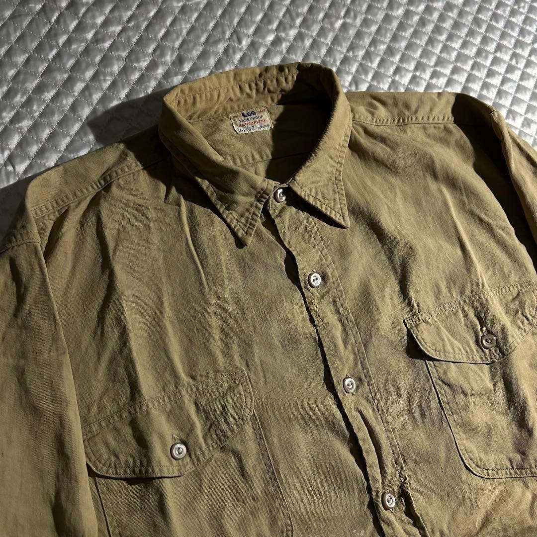 い*も様 50s vintage USA製 ツイルシャツ マチ付き コットン L